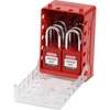 Boîte de consignation de groupe ultra-compacte + 6 cadenas rouges à clés différentes, Rouge, 12